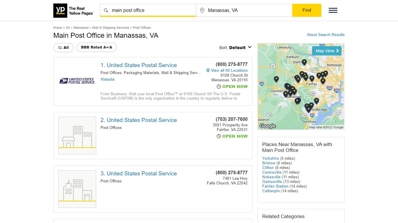 Main Post Office in Manassas, VA - Yellow Pages